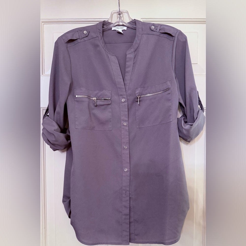 Calvin Klein Grey Buttondown Blouse